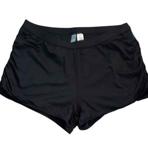 NWT Mynah Black Gathered Swim Shorts Tummy Panel 18W